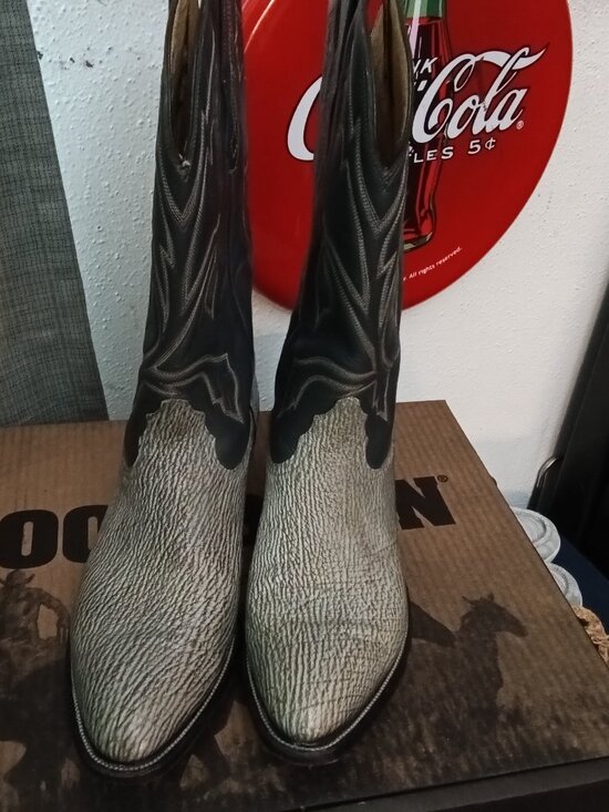 Pecos Bill Exotic Shark Boots, Size 12D